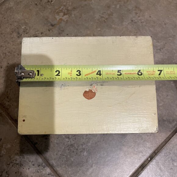 Vintage Painted Wooden Hinged Box Yellow Floral Garden Scene Crackled 6.5x5x5.5 - Picture 12 of 12